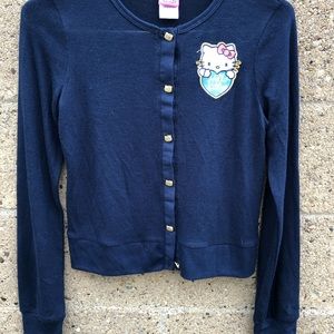 Hello Kitty Blue Girls Button Down Sweater